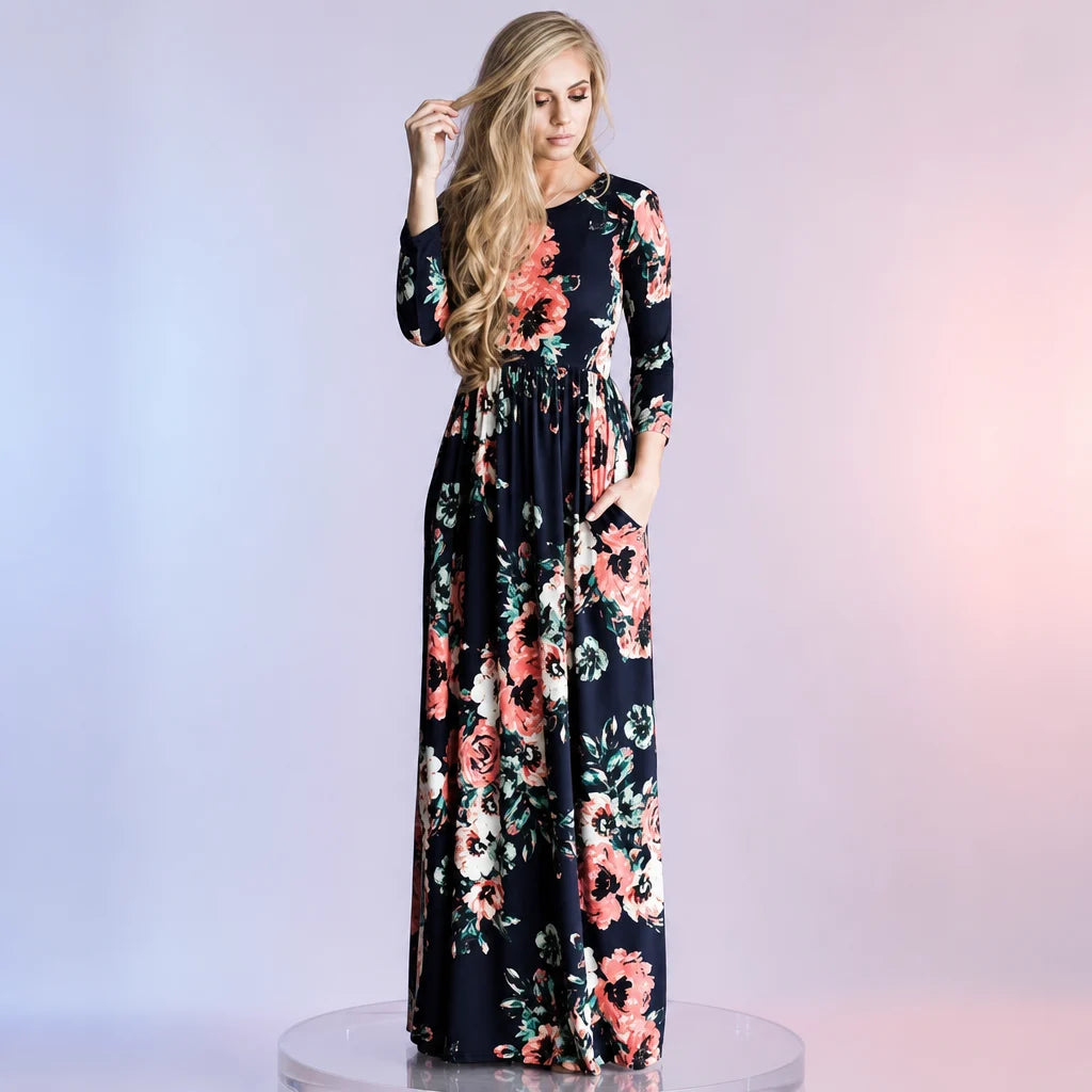 Robe longue florale mère-fille