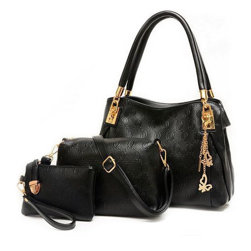 three-piece PU handbag, messenger bag and purse set