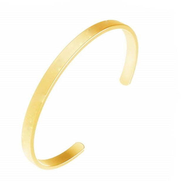 8mm glossy C-shaped stainless steel bangle