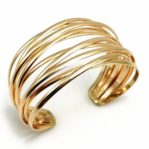 Alloy Round Chain Charms Cuff Bracelet for Women Female