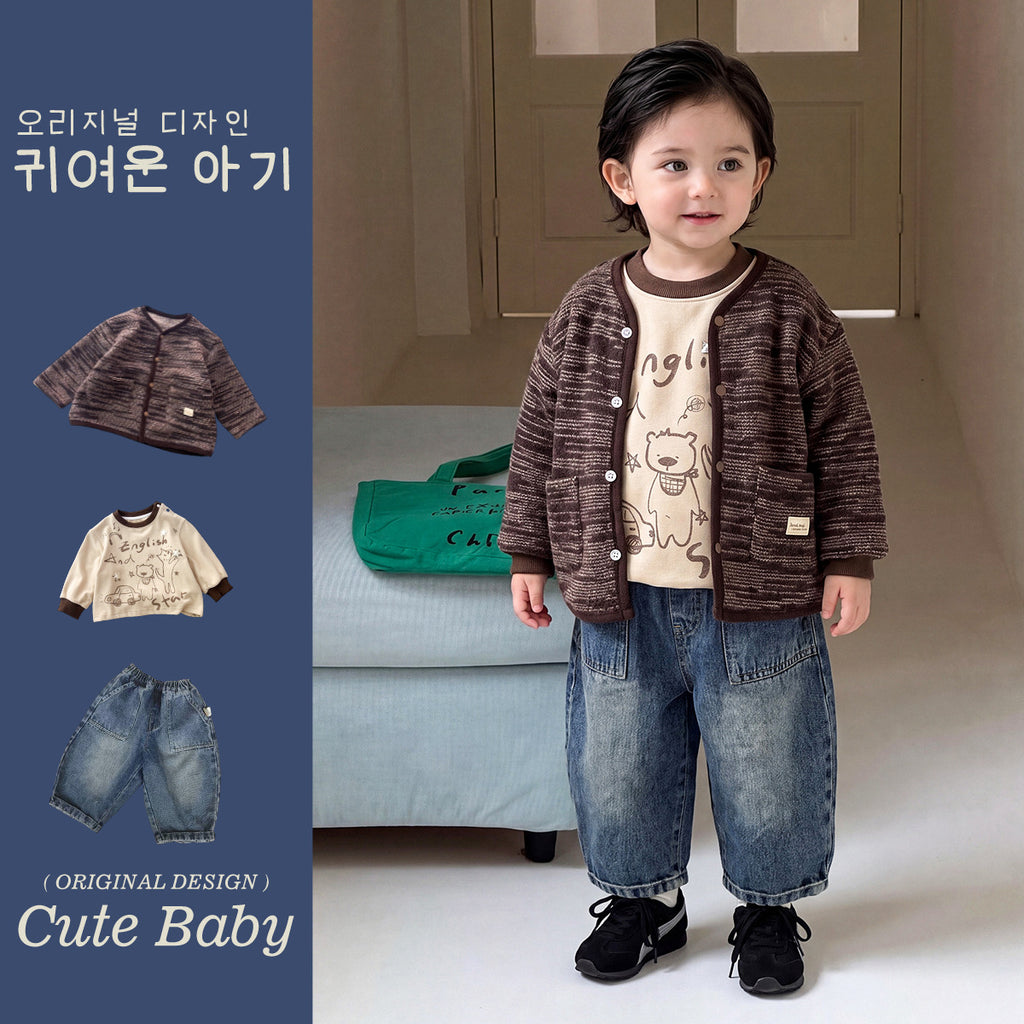 Cartoon Hoodie, Slant Pants Jacket Outfit Kids Clothing