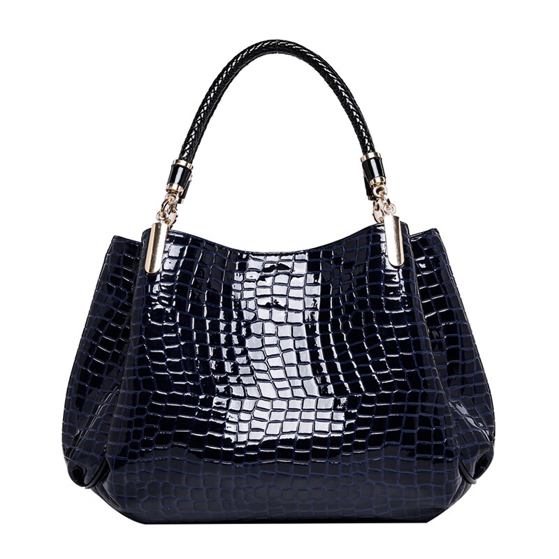 PU crocodile-pattern shoulder tote bag