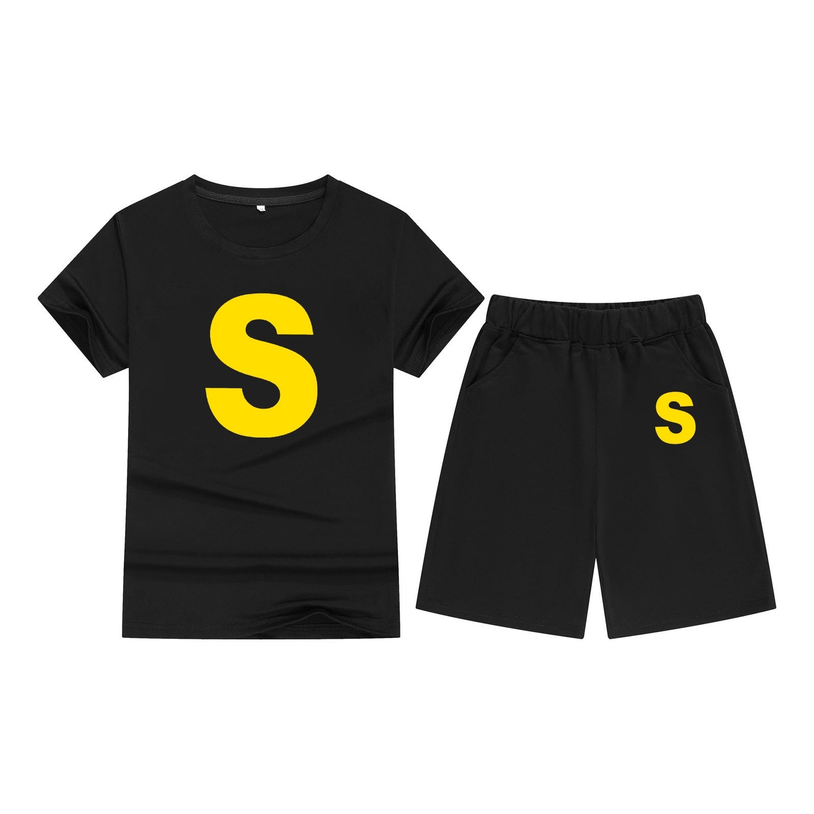 Cotton T-Shirt Short Sleeve Candy Color Comfortable Kids Round Neck Printed Pattern Embroidery Print-S