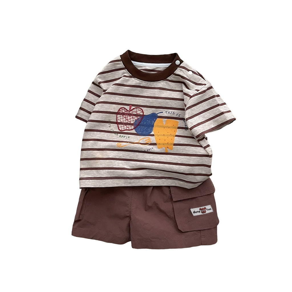 Kids T-Shirt and Cargo Shorts Toddler Outfit Boy Clothing Set