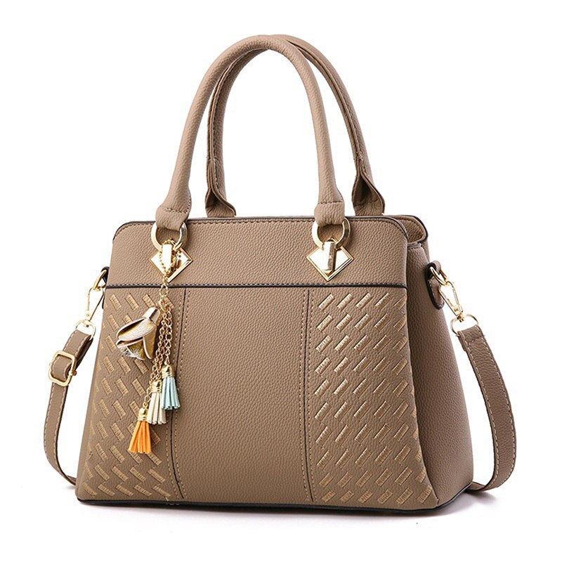 large PU tote with tassel detail