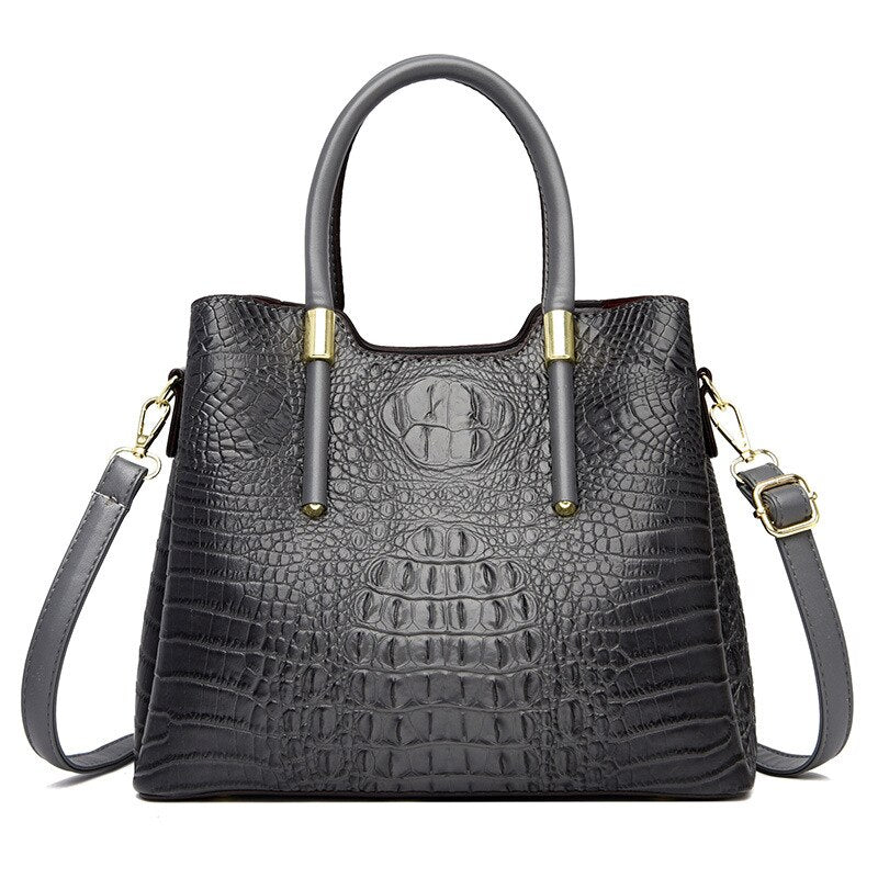 croc-effect PU large tote bag