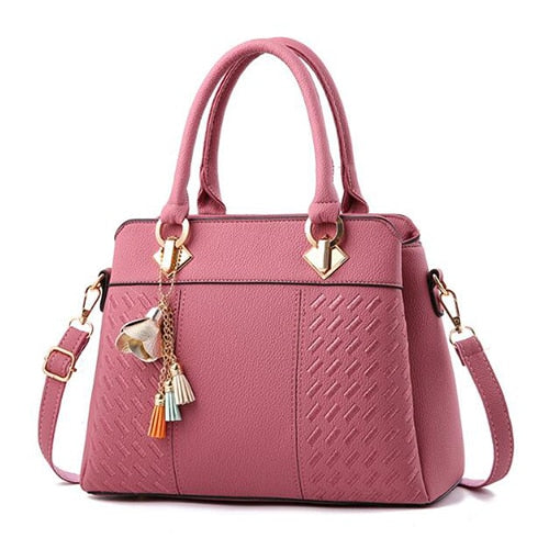 tassel pu top-handle shoulder bag