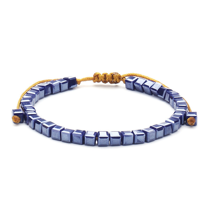 2pcs Mixed Crystal Glass Stone Beads Bracelet Friendship Bracelets for Women Gift Colorful Boho Style Party Luxury Jewelry