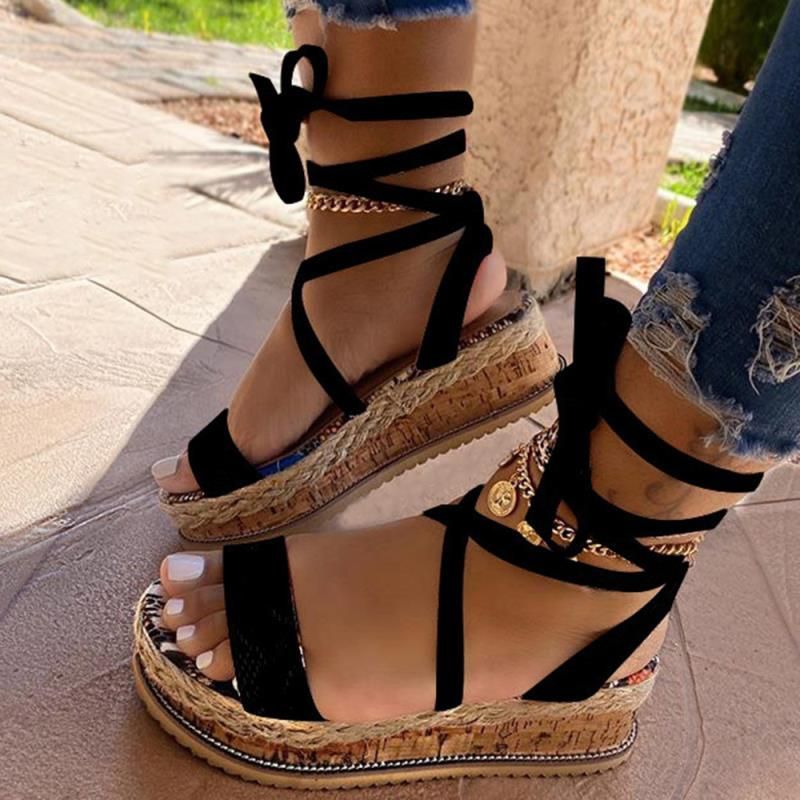 Sandals Women's New Thick Bottom Strappy Snake Print Large