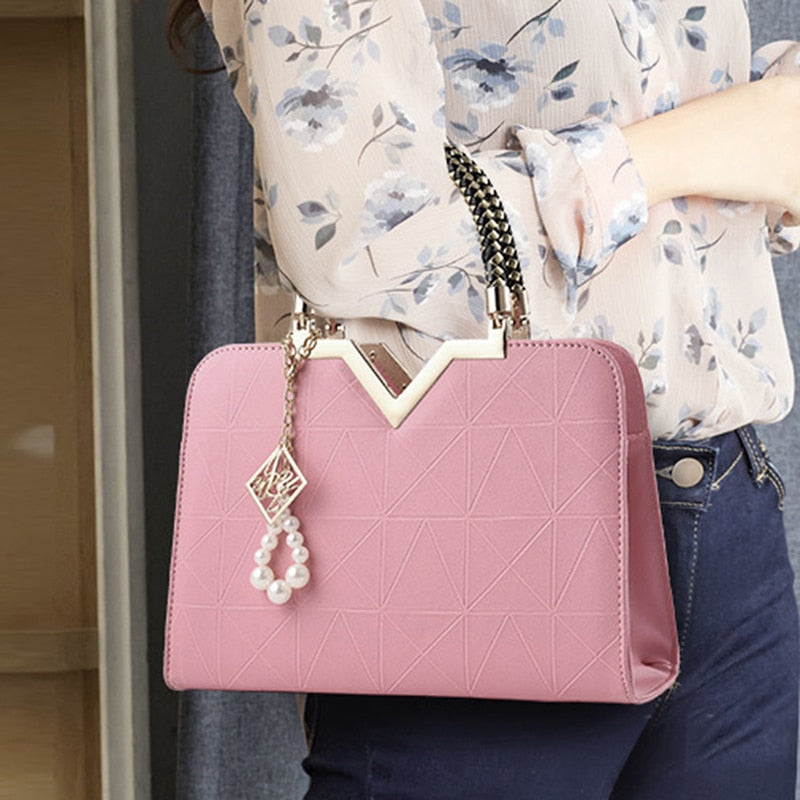 embroidered PU crossbody tote bag