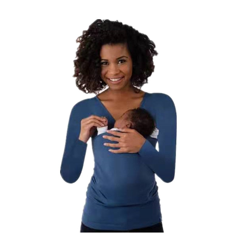 Maternity Baby Carrier Tees Kangaroo T-Shirt for Father Mother With Long-sleeve Big Pocket Multifunction Tank Tops Clothes