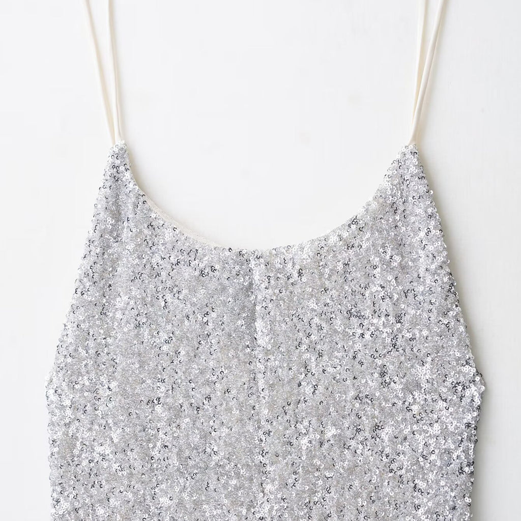 bead embellished lingerie-style dress