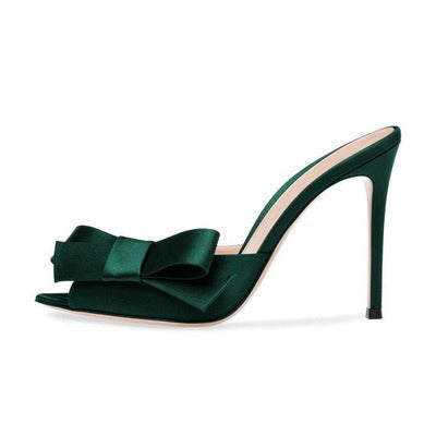 pointed bow high heel sandals