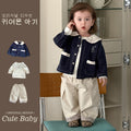 Outfit for Kids Three-Piece Ensemble for Boys Navy Collar Children's Clothing