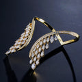 Crystal Angel Wing Open Cuff Bracelet for Women Fashion Feather Shape Adjustable Bracelets Bridal Wedding Jewelry New