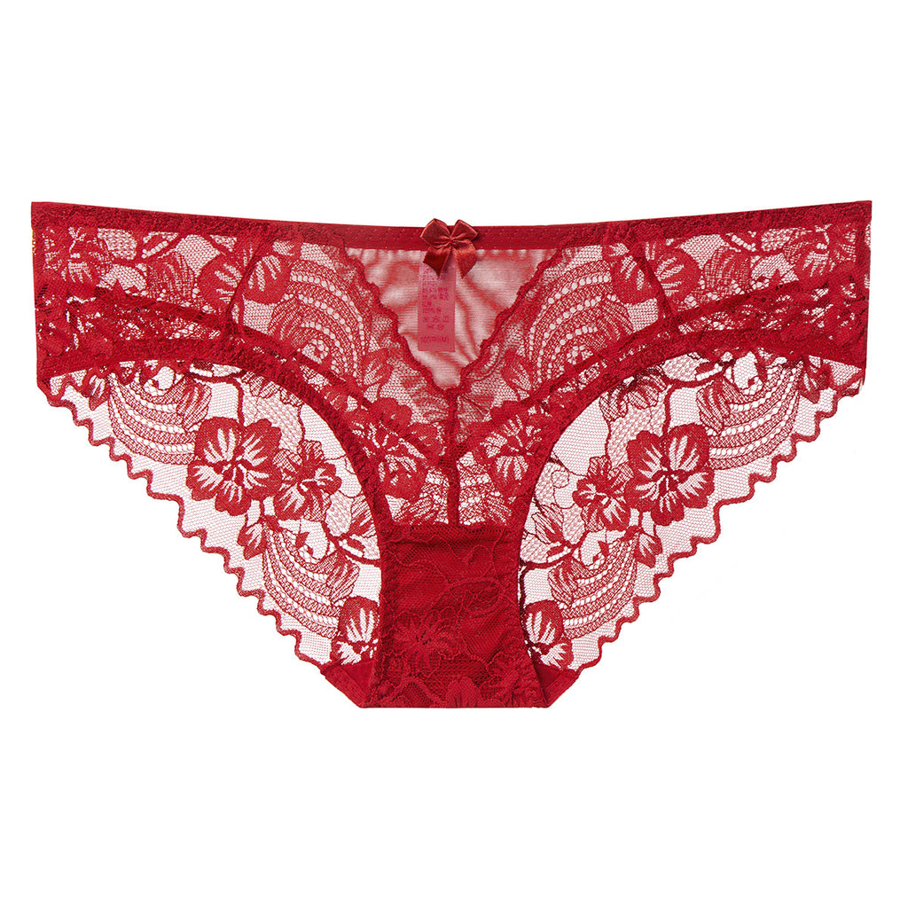 mid-waist floral lace triangle briefs