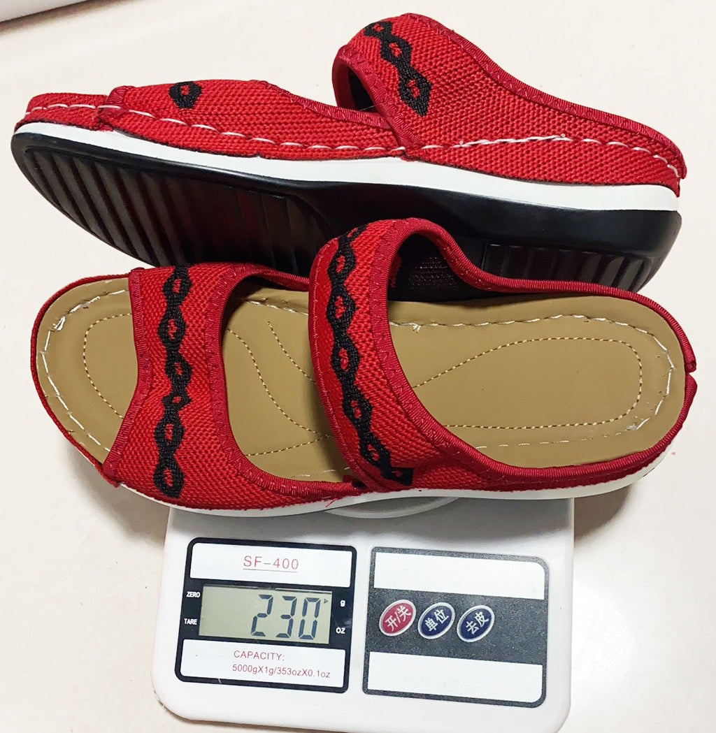 Size women's flying woven sandals with thick soles, low cut sloping heels, exposed toes, vintage