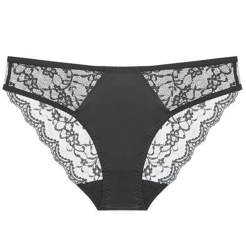 breathable lace mid-waist briefs