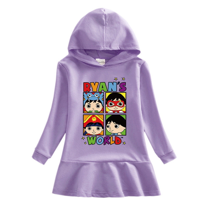 Girls hooded printed dress