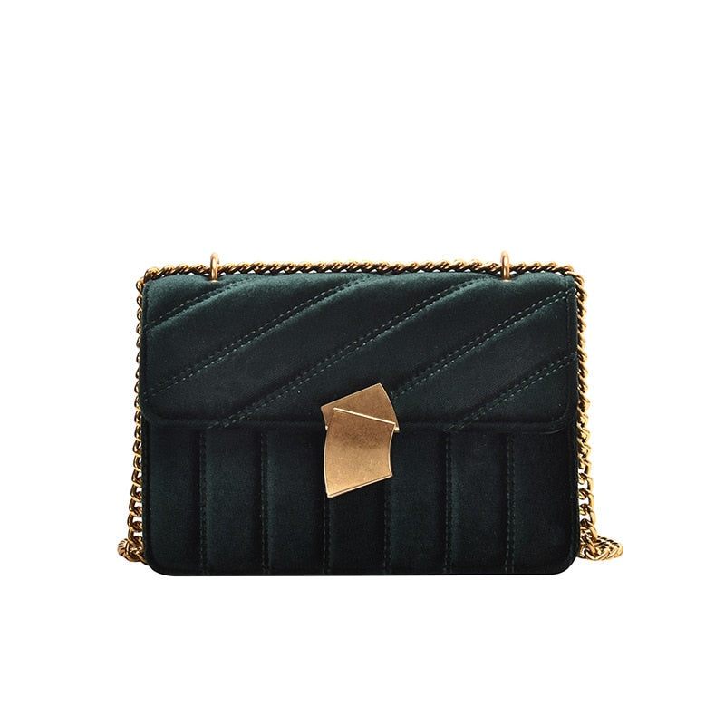 velvet evening clutch with chain strap