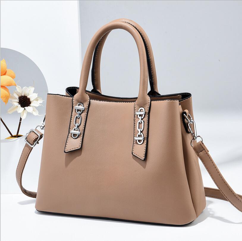 solid color PU crossbody tote bag