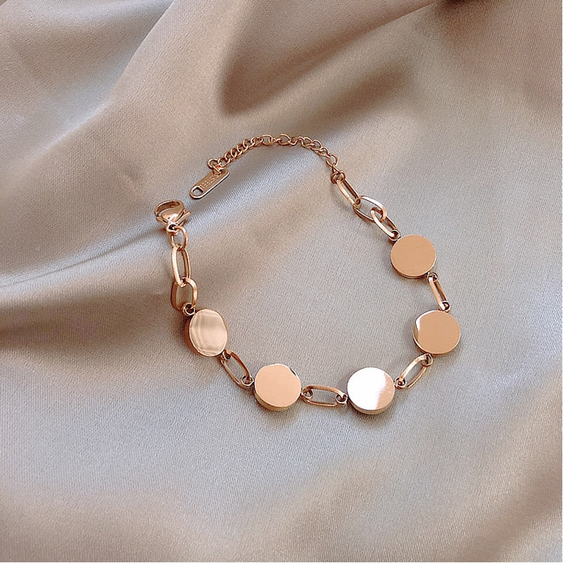 Luxury Famous Brand Jewelry Rose Gold Stainless Steel Roman numerals Bracelets & Bangles Female Charm Bracelet For Women