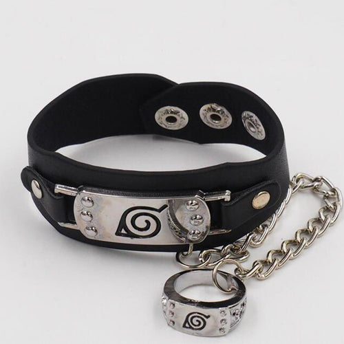 Metal anime logo necklace with rings