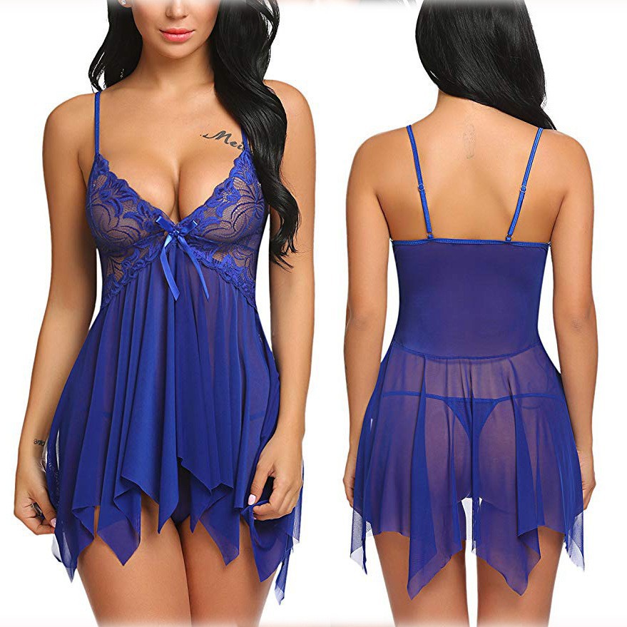 mesh two-piece suspender nightgown