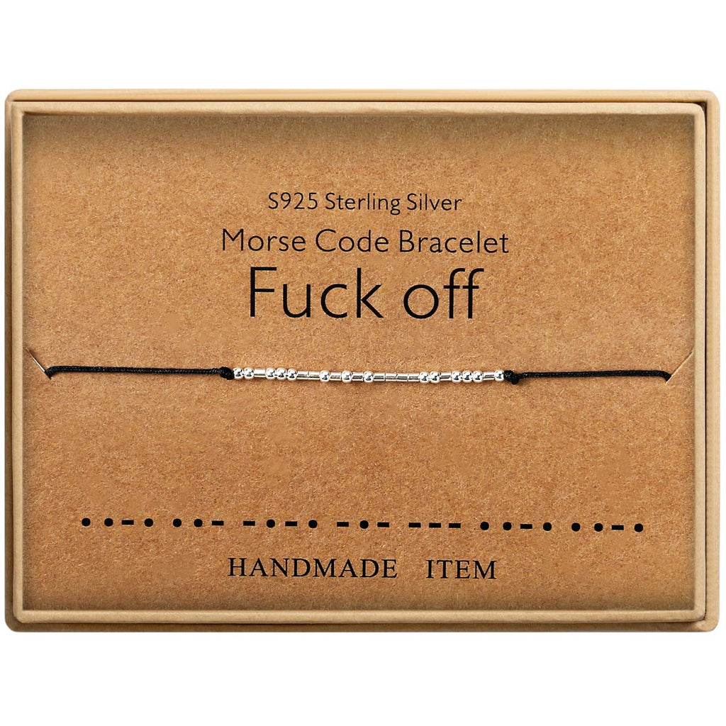 Fuck Off Morse Code Bracelets for Women Men Beads on Silk Cord Friendship Bracelet Gift Jewelry