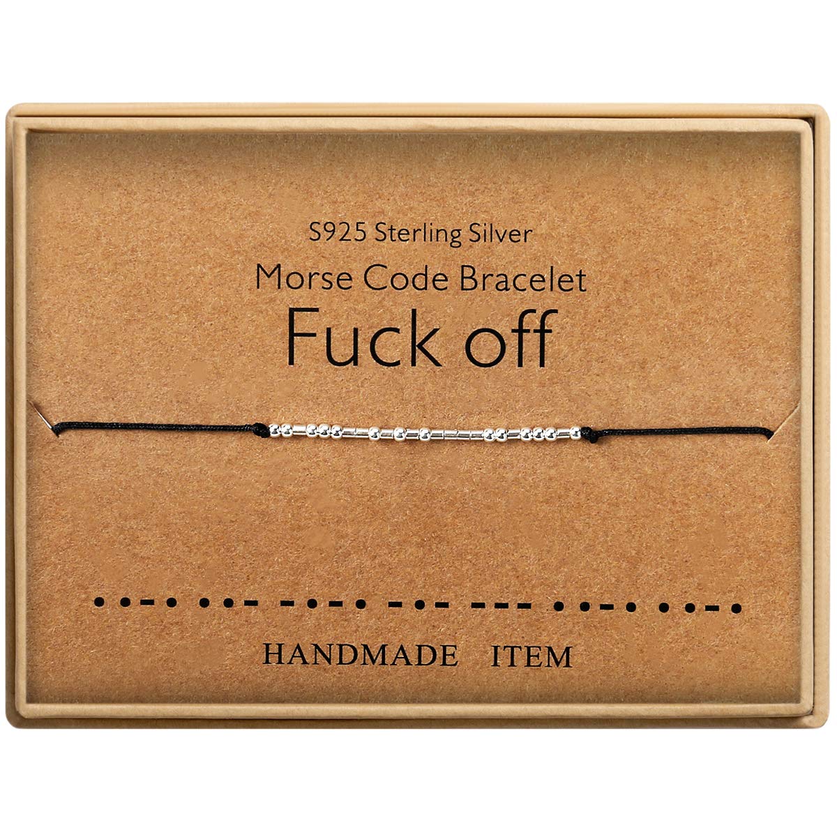 Fuck Off Morse Code Bracelets for Women Men Beads on Silk Cord Friendship Bracelet Gift Jewelry