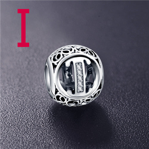 Real Sterling Silver Vintage Clear Letter Bead Charms Fit