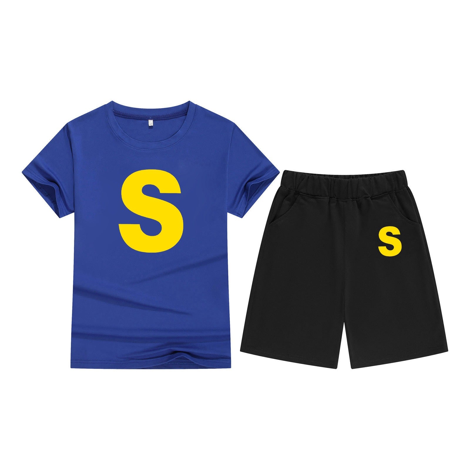 Cotton T-Shirt Short Sleeve Candy Color Comfortable Kids Round Neck Printed Pattern Embroidery Print-S