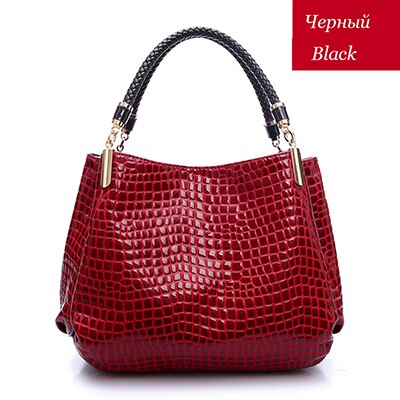 PU crocodile-pattern shoulder tote bag
