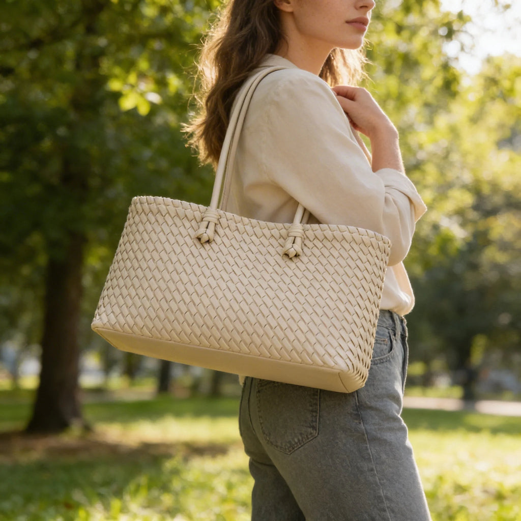 Sienna | Women’S Tote Bag with Intricate Woven Detail and Sleek Long Straps | Timeless