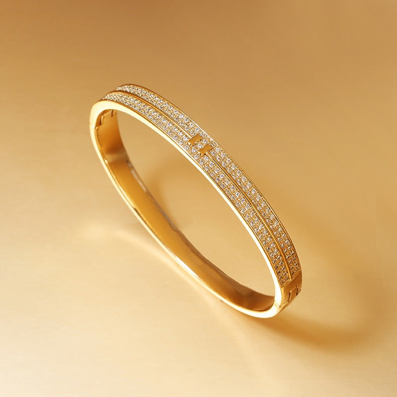 Hot selling copper micro inlaid jewelry supply, plated with real gold and zirconium bracelets, simple and personalized