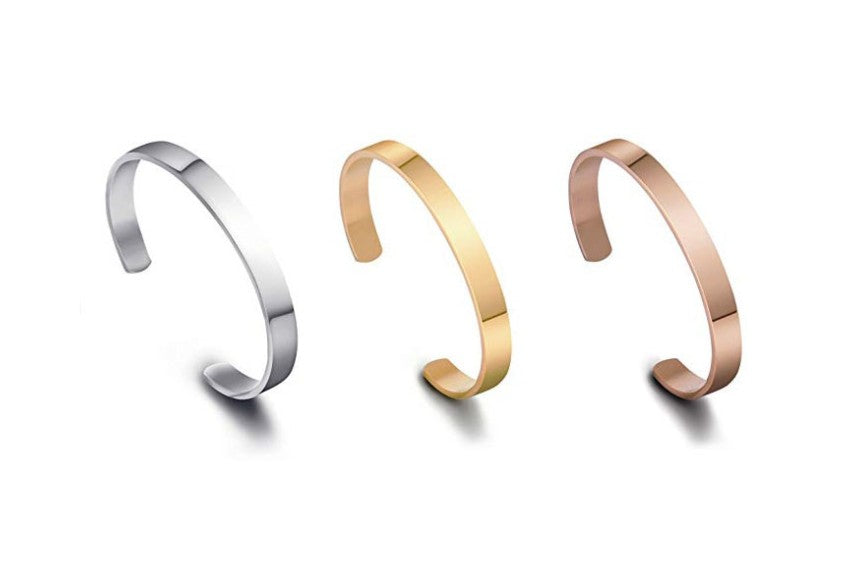 8MM Simple Glossy Open Bangle Titanium Steel C-shaped Bangle Bracelet Men's and Women's Bracelets