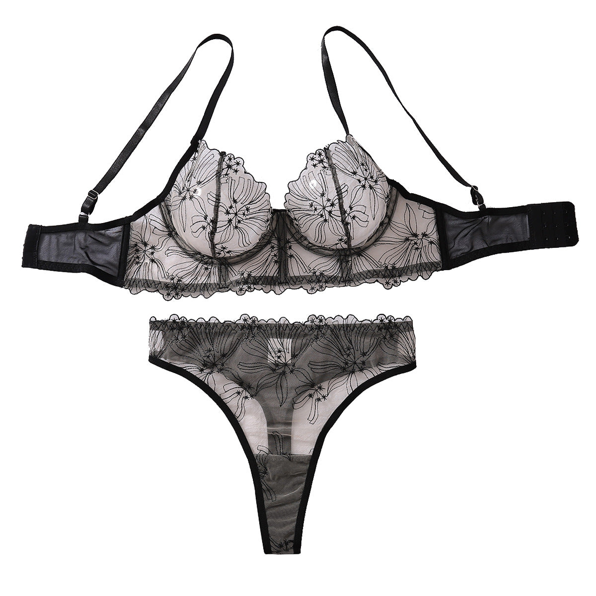 Embroidered Mesh Lingerie