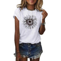 Women's T-Shirt Short Sleeve Sunflower Pattern Loose Summer Top S M L