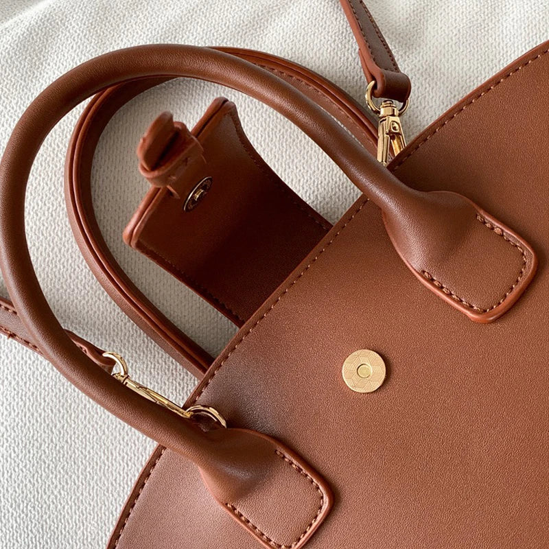 vintage shell top-handle PU bag