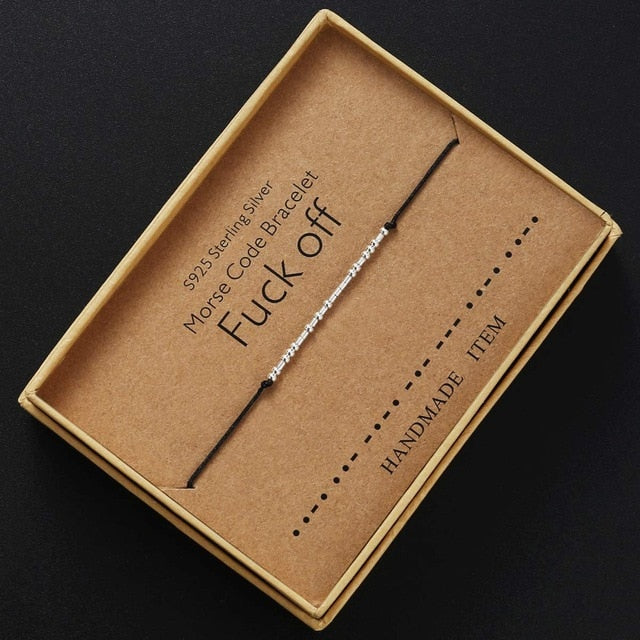 Fuck Off Morse Code Bracelets for Women Men Beads on Silk Cord Friendship Bracelet Gift Jewelry