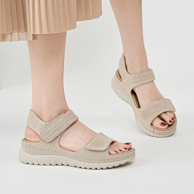 European and American sports and leisure sandals with Velcro hollow out beach thick sole women's