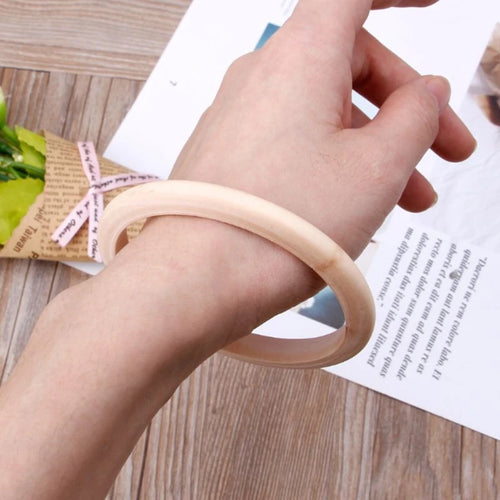 6Pcs Unfinished Blank Wood Bangle Bracelets Natural Round Ring Wooden Circle for DIY Painting Craft Jewelry Making