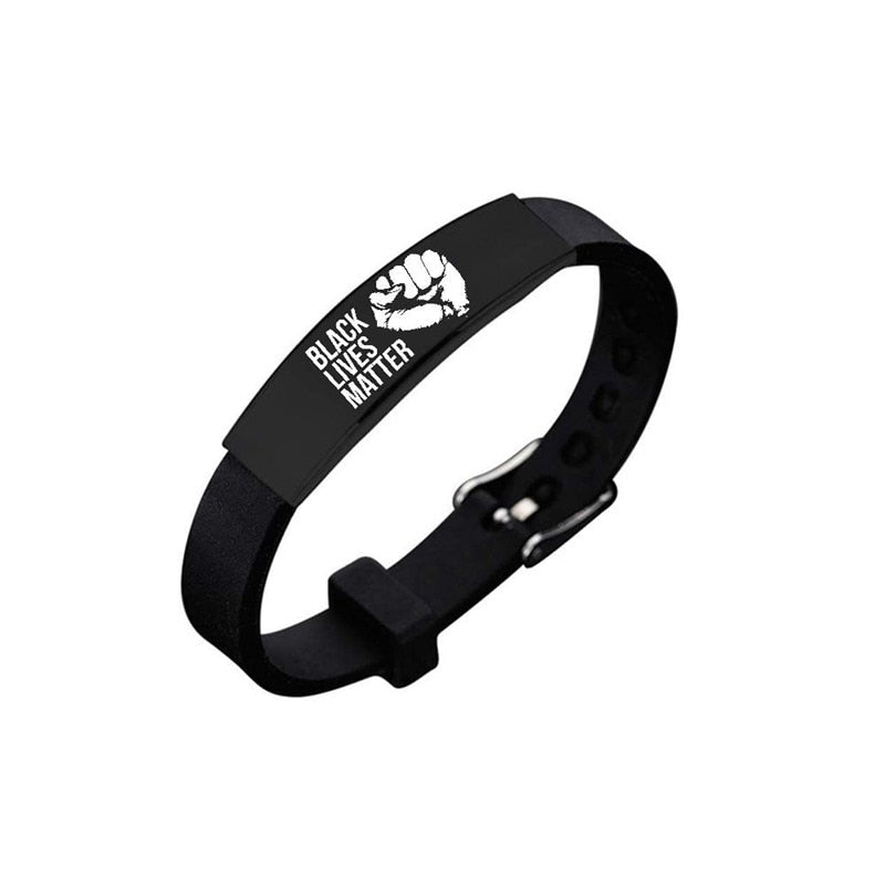 American Protest I Can't Breath Bracelets Black Stainless Steel Silicone Bracelets&Bangles Adjustable George Floyd