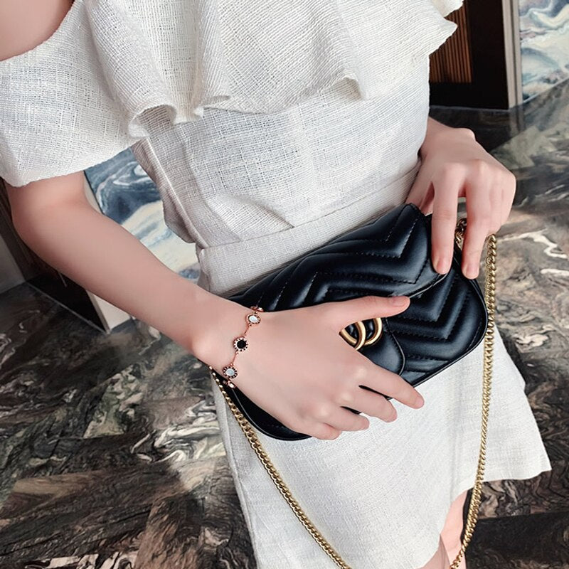 Luxury Famous Brand Jewelry Rose Gold Stainless Steel Roman numerals Bracelets & Bangles Female Charm Bracelet For Women
