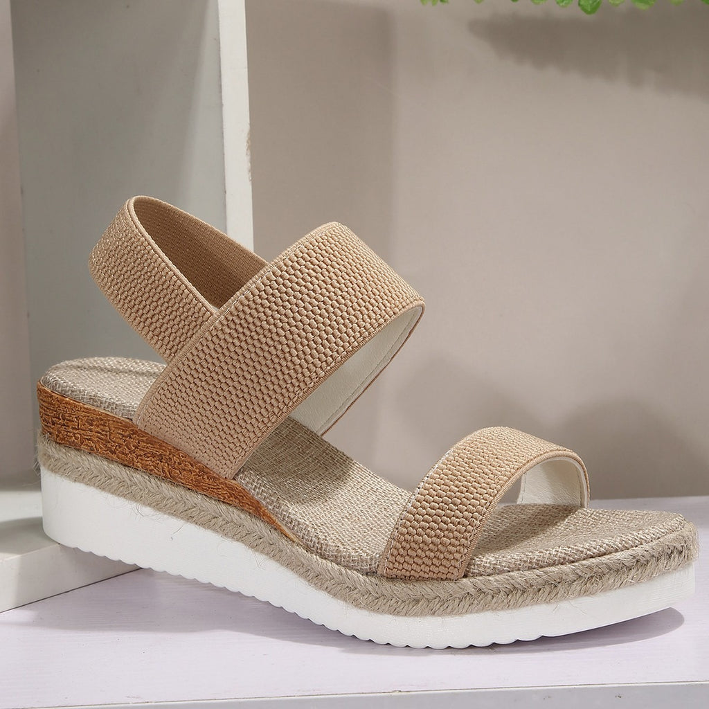 Fish-mouth summer sandals with elastic upper