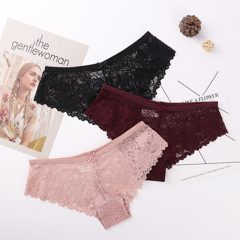 three-pack lace women's briefs