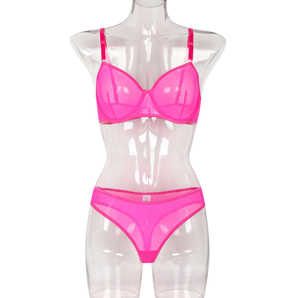 sheer mesh strapless two-piece set black