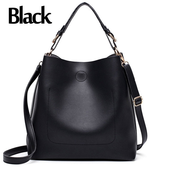 large PU bucket tote shoulder bag