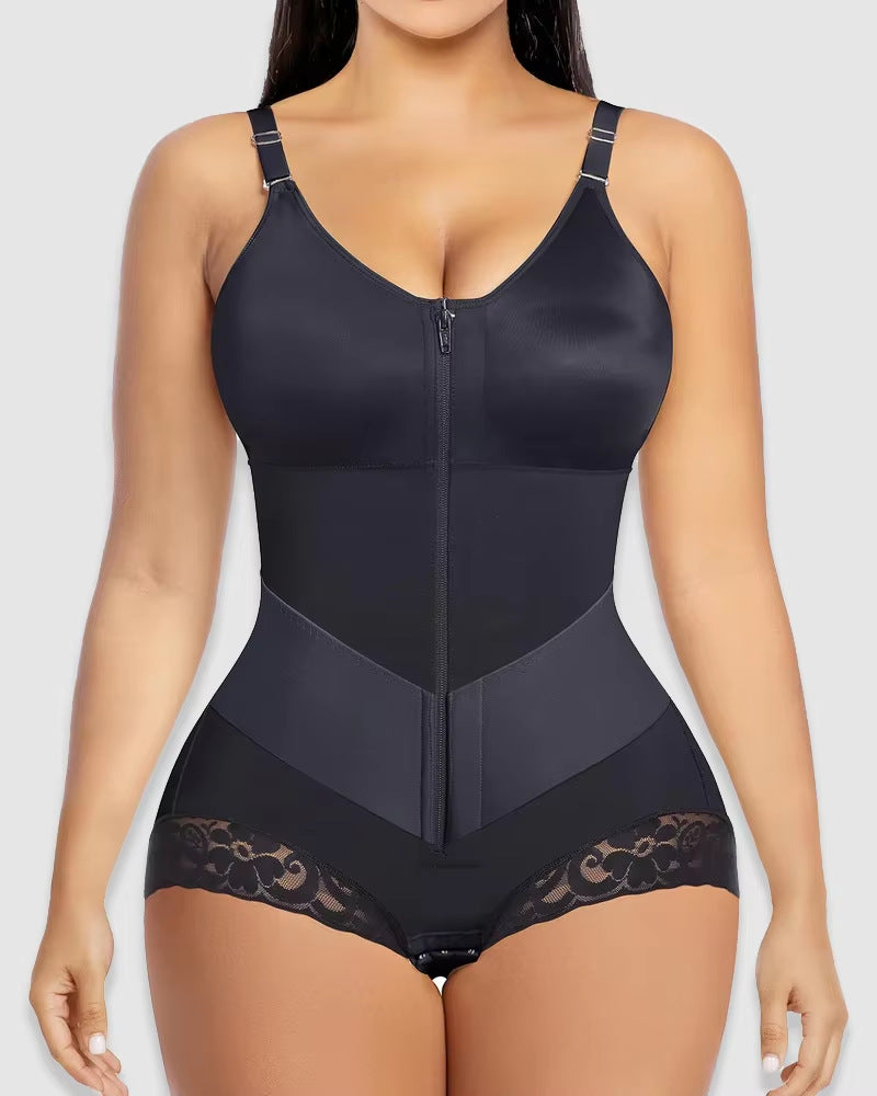 high-waist lace trim shapewear brief