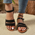 Open Toe Buckle Flat Sandals